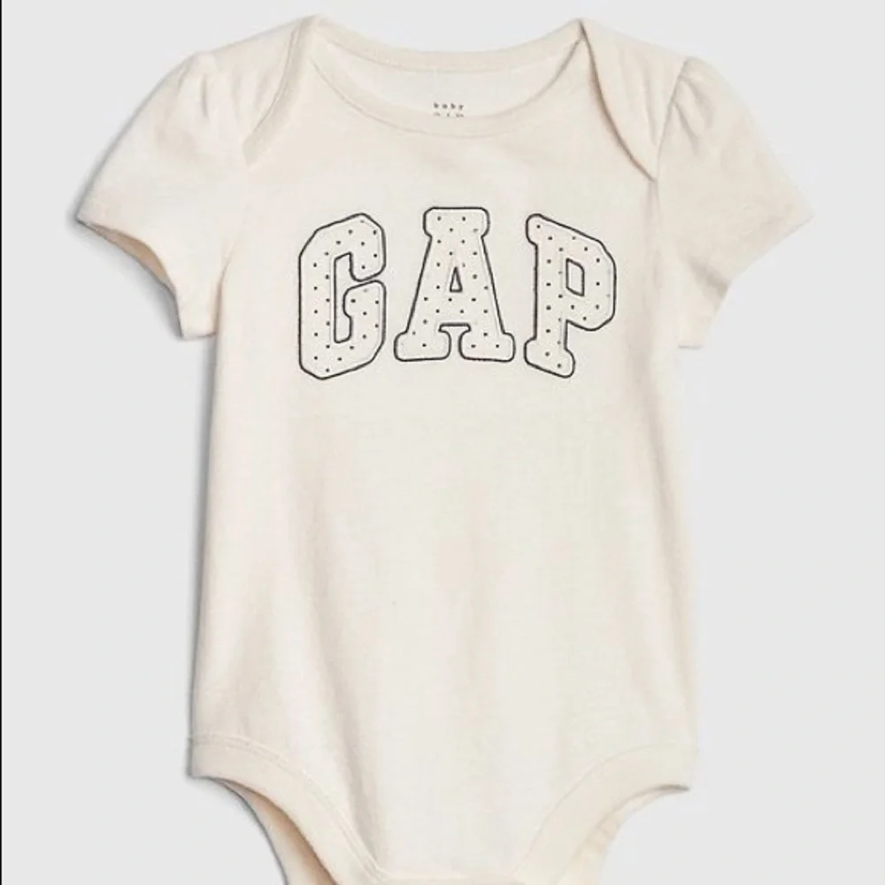 NFS. Gap logo onesie bodysuit ivory white dots